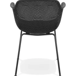 Chaise avec accoudoirs perforée 'DRAK' noire