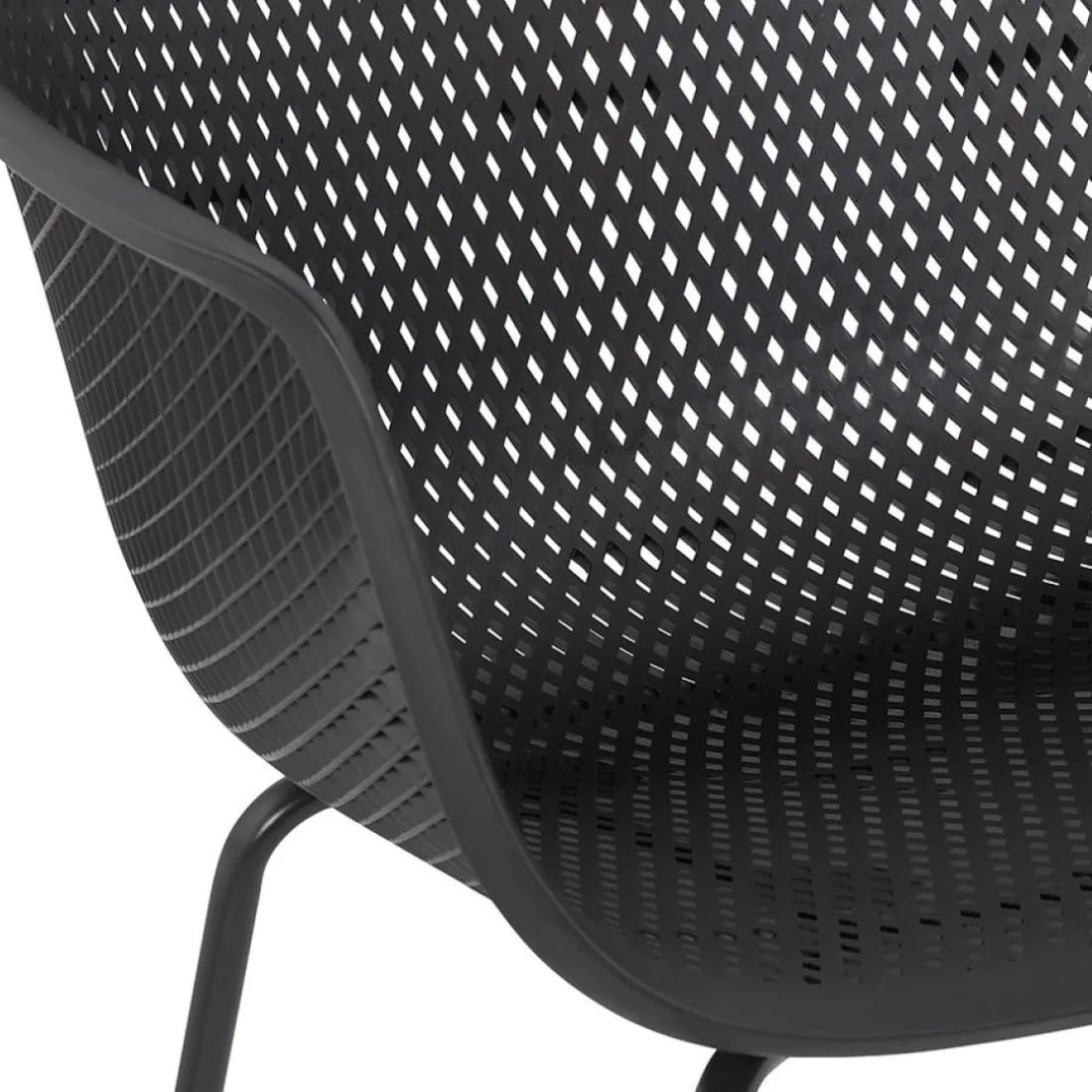 Chaise avec accoudoirs perforée 'DRAK' noire