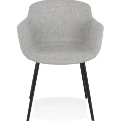 Chaise avec accoudoirs 'RIGA' en tissu gris clair