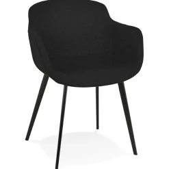 Chaise avec accoudoirs 'RIGA' en tissu noir