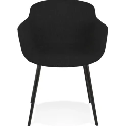 Chaise avec accoudoirs 'RIGA' en tissu noir