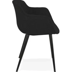 Chaise avec accoudoirs 'RIGA' en tissu noir