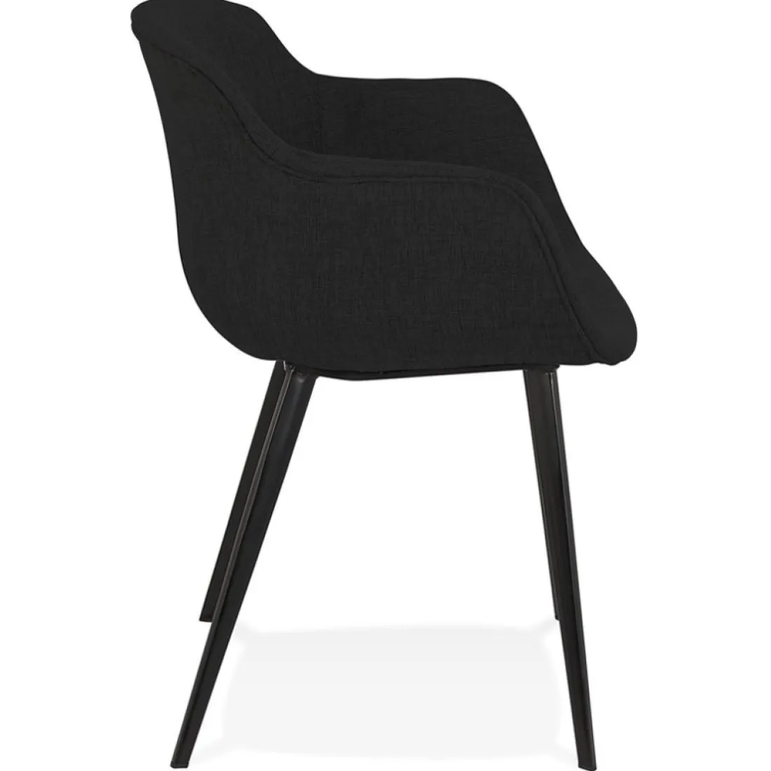 Chaise avec accoudoirs 'RIGA' en tissu noir