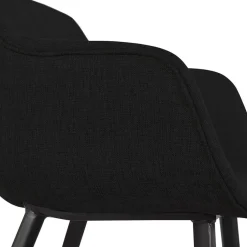 Chaise avec accoudoirs 'RIGA' en tissu noir