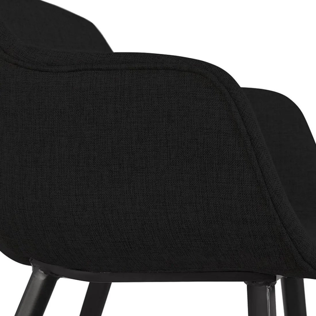 Chaise avec accoudoirs 'RIGA' en tissu noir