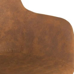Chaise avec accoudoirs 'RUPERT' en microfibre brune et pieds en bois naturel