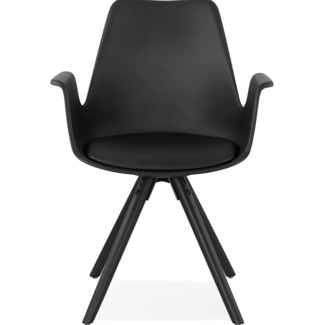 Chaise avec accoudoirs 'ZALIK' noire avec pieds en bois noir
