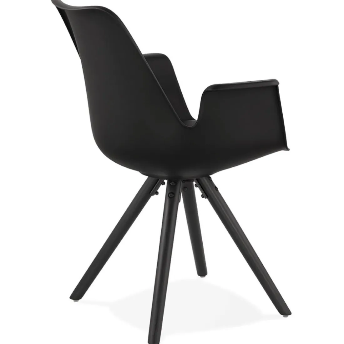 Chaise avec accoudoirs 'ZALIK' noire avec pieds en bois noir