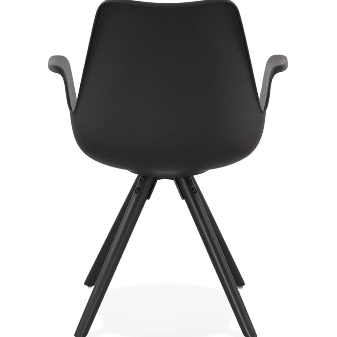 Chaise avec accoudoirs 'ZALIK' noire avec pieds en bois noir