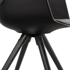 Chaise avec accoudoirs 'ZALIK' noire avec pieds en bois noir