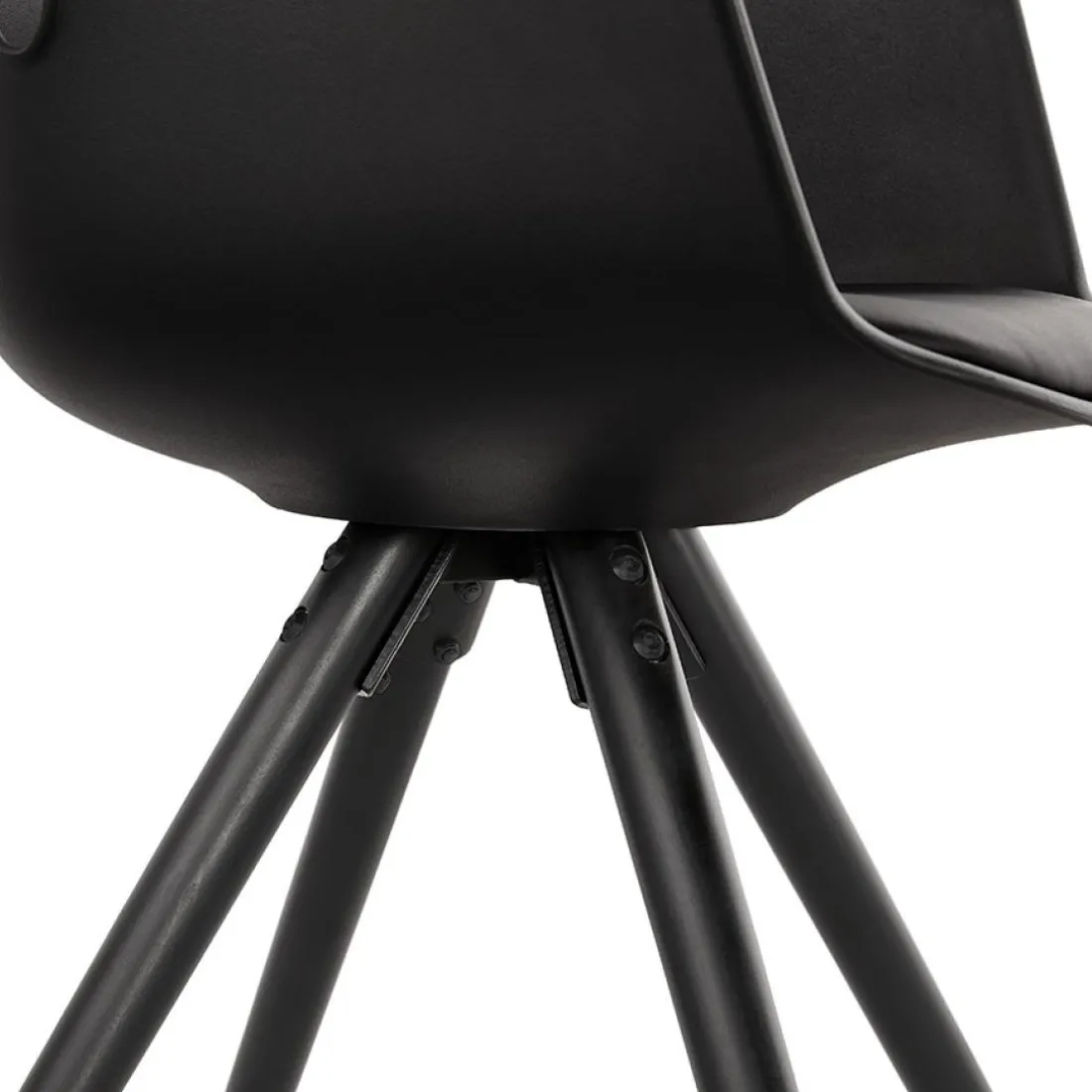 Chaise avec accoudoirs 'ZALIK' noire avec pieds en bois noir