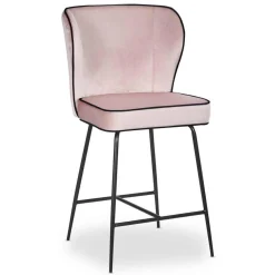 Chaise de bar ELSA Velours Rose