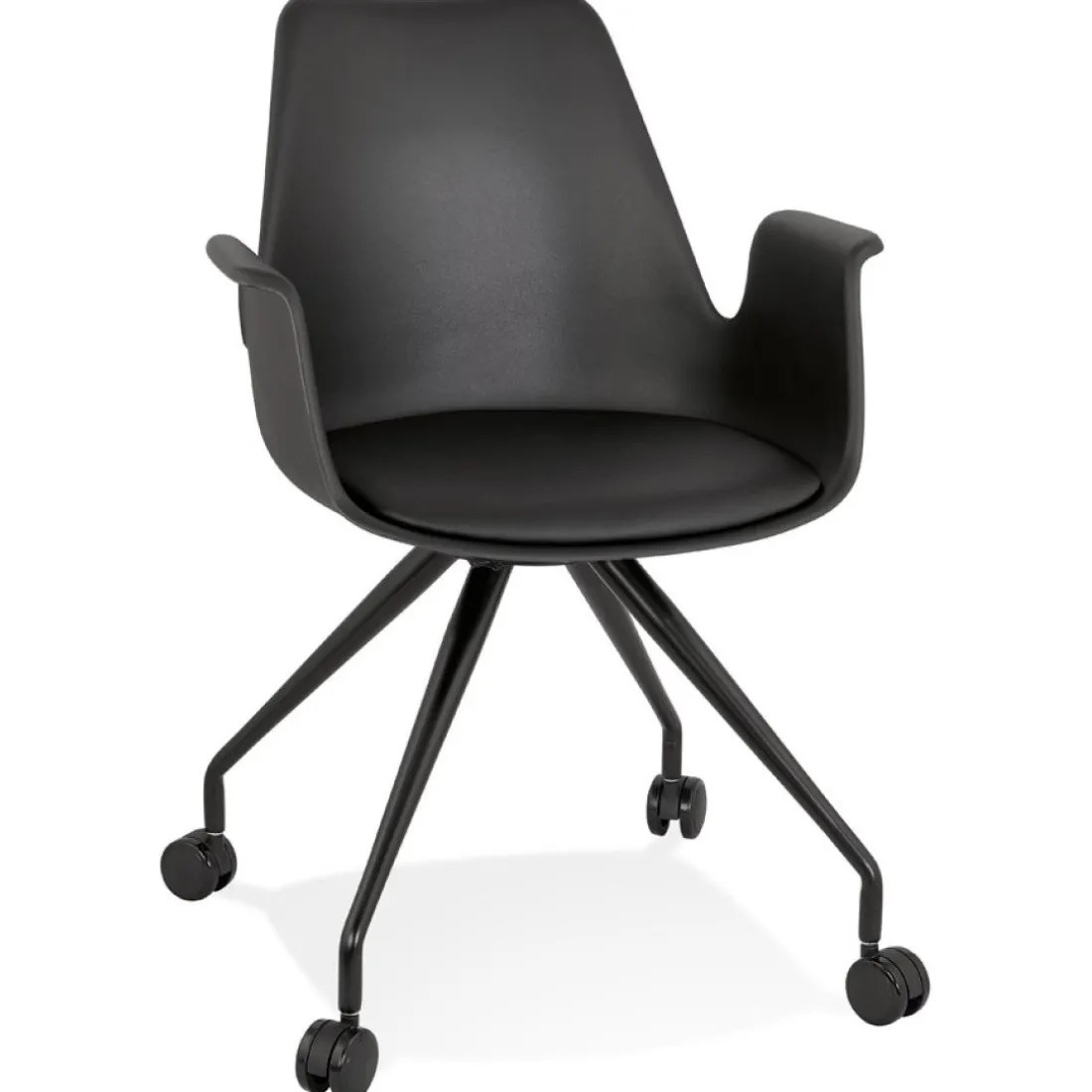 Chaise de bureau avec accoudoirs 'SPLIT' noire sur roulettes