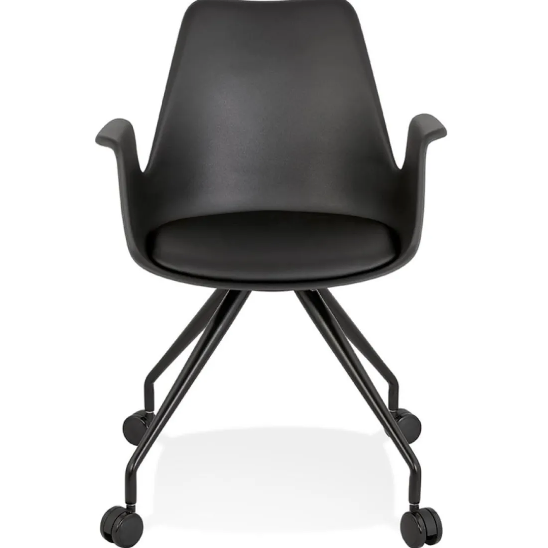 Chaise de bureau avec accoudoirs 'SPLIT' noire sur roulettes