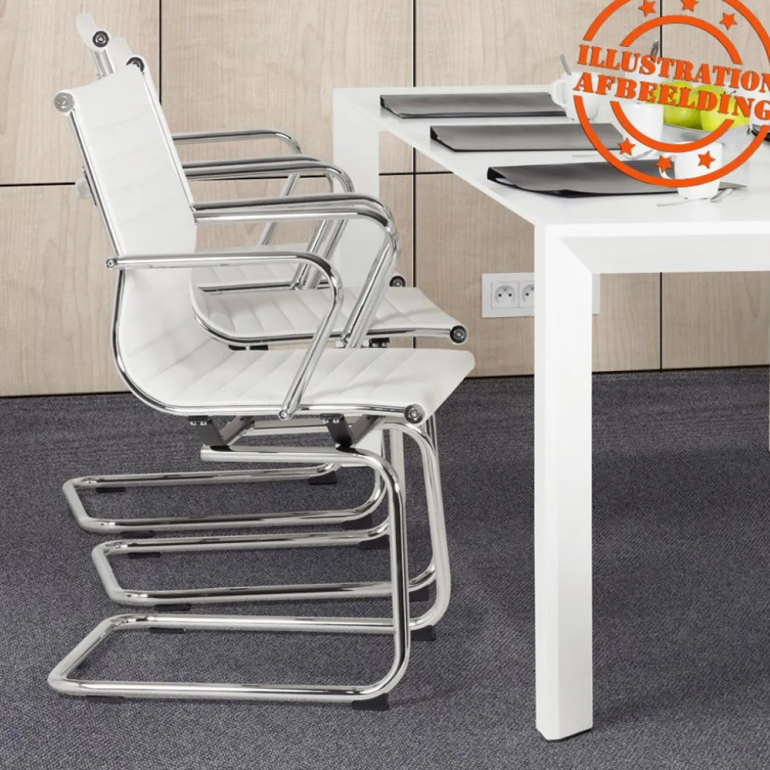 Chaise de bureau design 'GIGA' en matière synthétique blanche