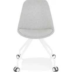 Chaise de bureau sur roulettes 'SNAP' en tissu gris structure en métal blanc
