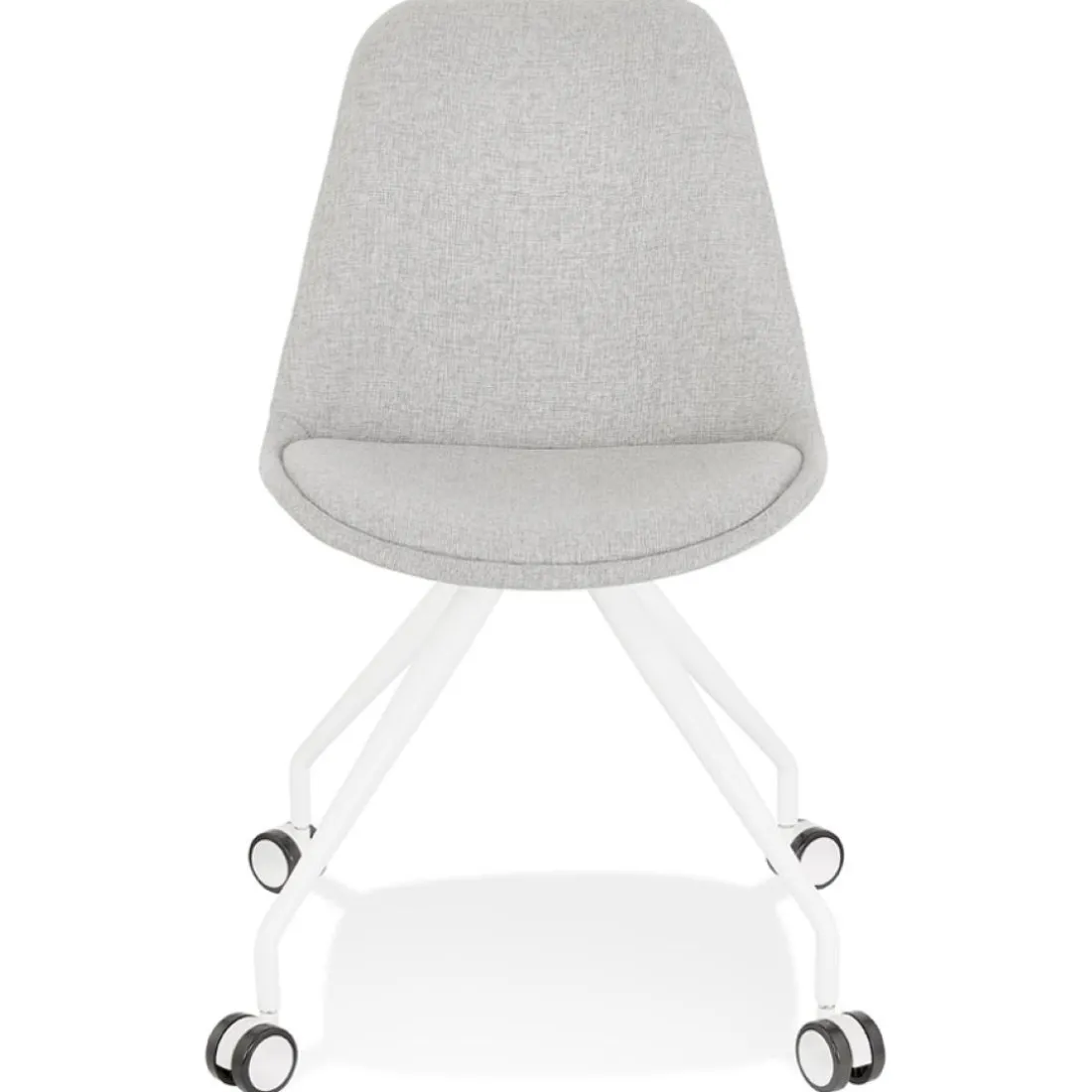 Chaise de bureau sur roulettes 'SNAP' en tissu gris structure en métal blanc