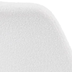 Chaise de bureau sur roulettes 'STEF' en tissu bouclé et métal blanc