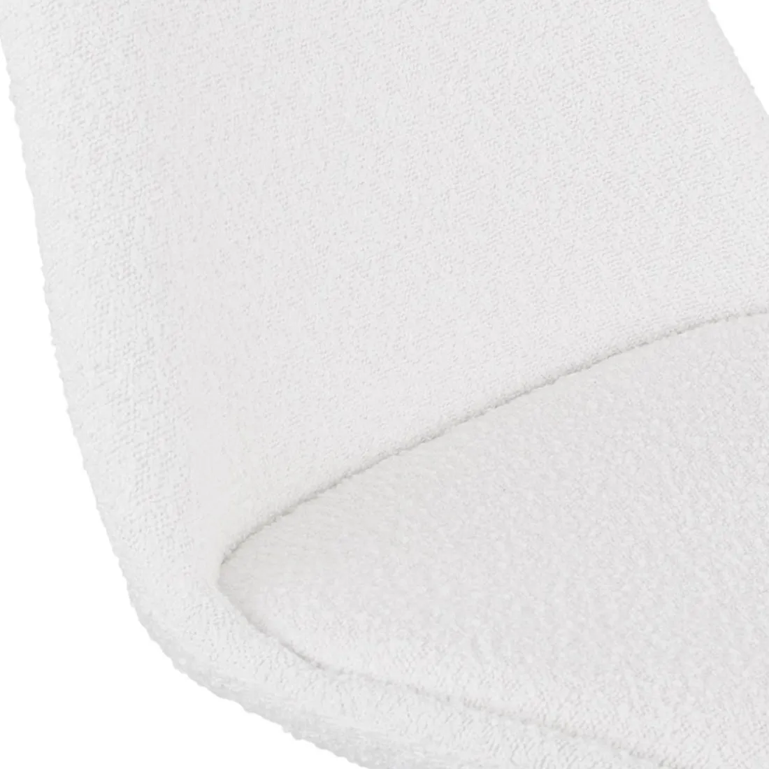 Chaise de bureau sur roulettes 'STEF' en tissu bouclé et métal blanc