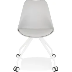 Chaise de bureau sur roulettes 'SKIN' grise avec structure en métal blanc