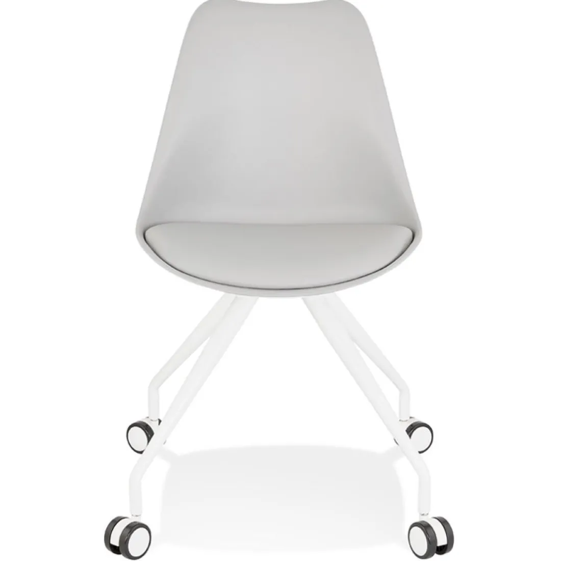 Chaise de bureau sur roulettes 'SKIN' grise avec structure en métal blanc