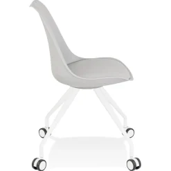 Chaise de bureau sur roulettes 'SKIN' grise avec structure en métal blanc