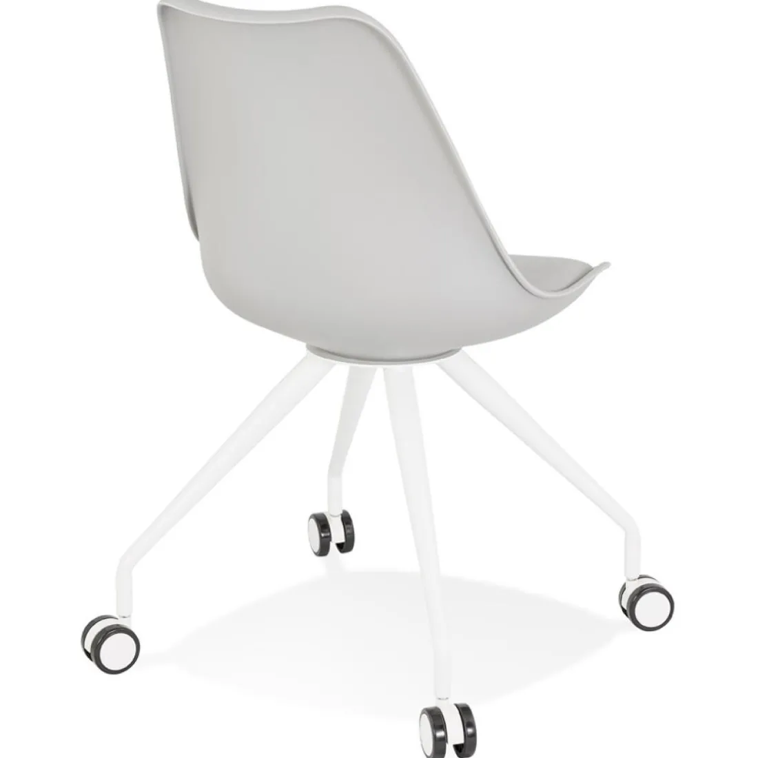 Chaise de bureau sur roulettes 'SKIN' grise avec structure en métal blanc