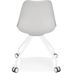 Chaise de bureau sur roulettes 'SKIN' grise avec structure en métal blanc