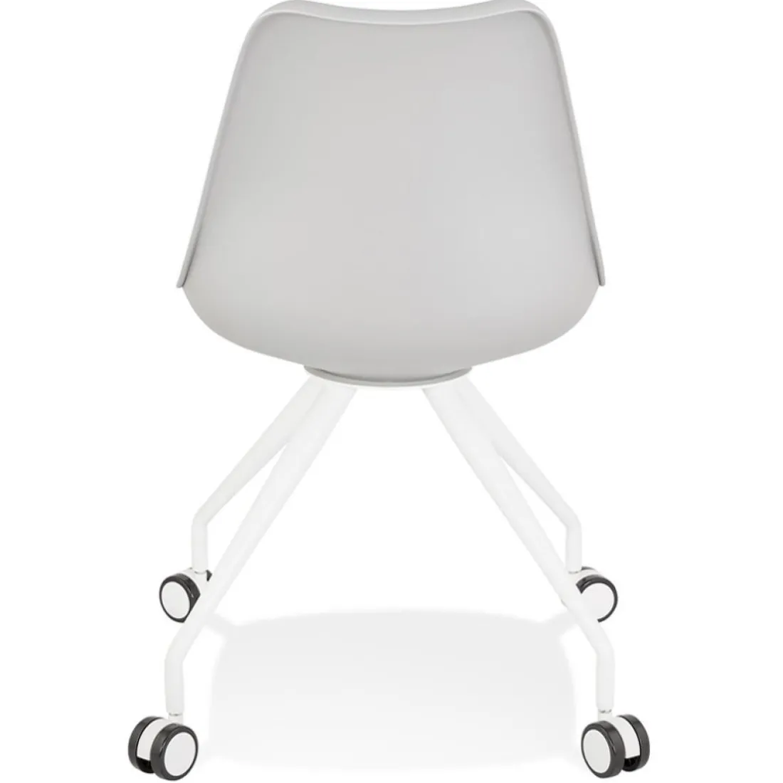 Chaise de bureau sur roulettes 'SKIN' grise avec structure en métal blanc