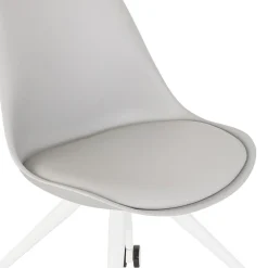 Chaise de bureau sur roulettes 'SKIN' grise avec structure en métal blanc