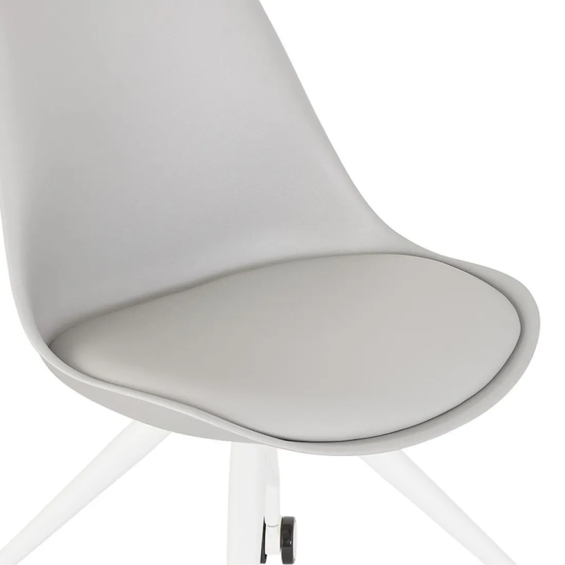 Chaise de bureau sur roulettes 'SKIN' grise avec structure en métal blanc