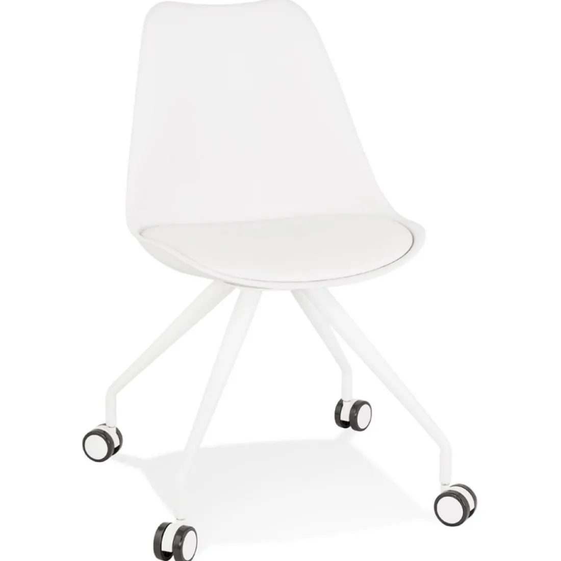 Chaise de bureau sur roulettes 'SKIN' blanche avec structure en métal blanc