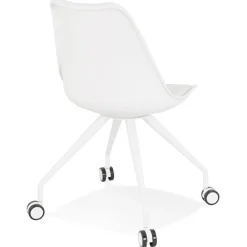 Chaise de bureau sur roulettes 'SKIN' blanche avec structure en métal blanc