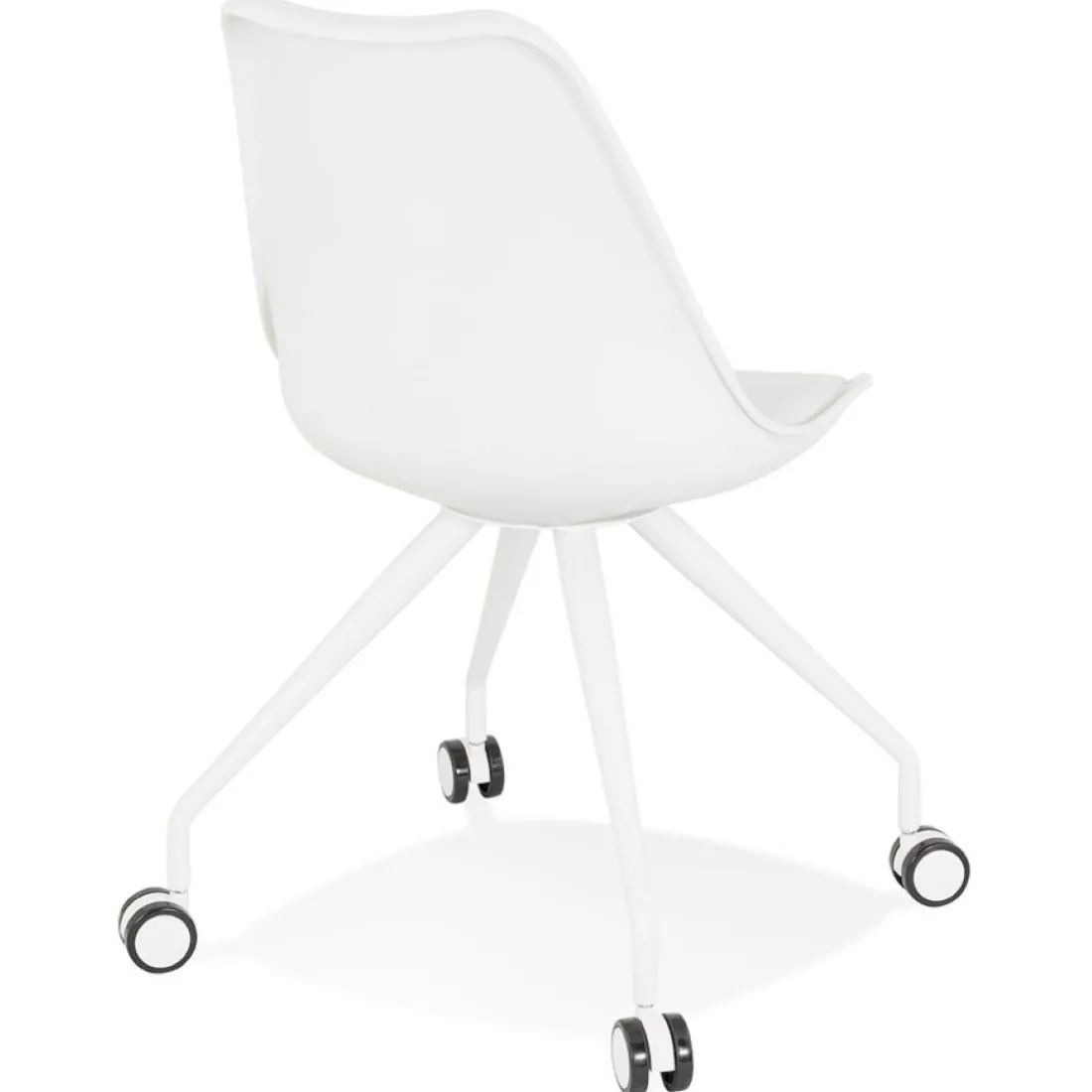 Chaise de bureau sur roulettes 'SKIN' blanche avec structure en métal blanc