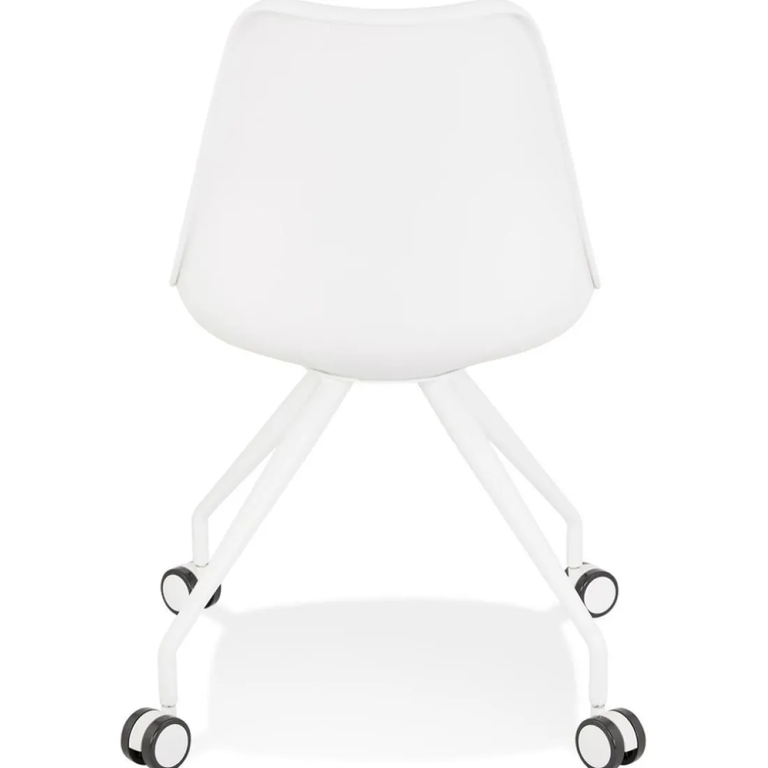 Chaise de bureau sur roulettes 'SKIN' blanche avec structure en métal blanc