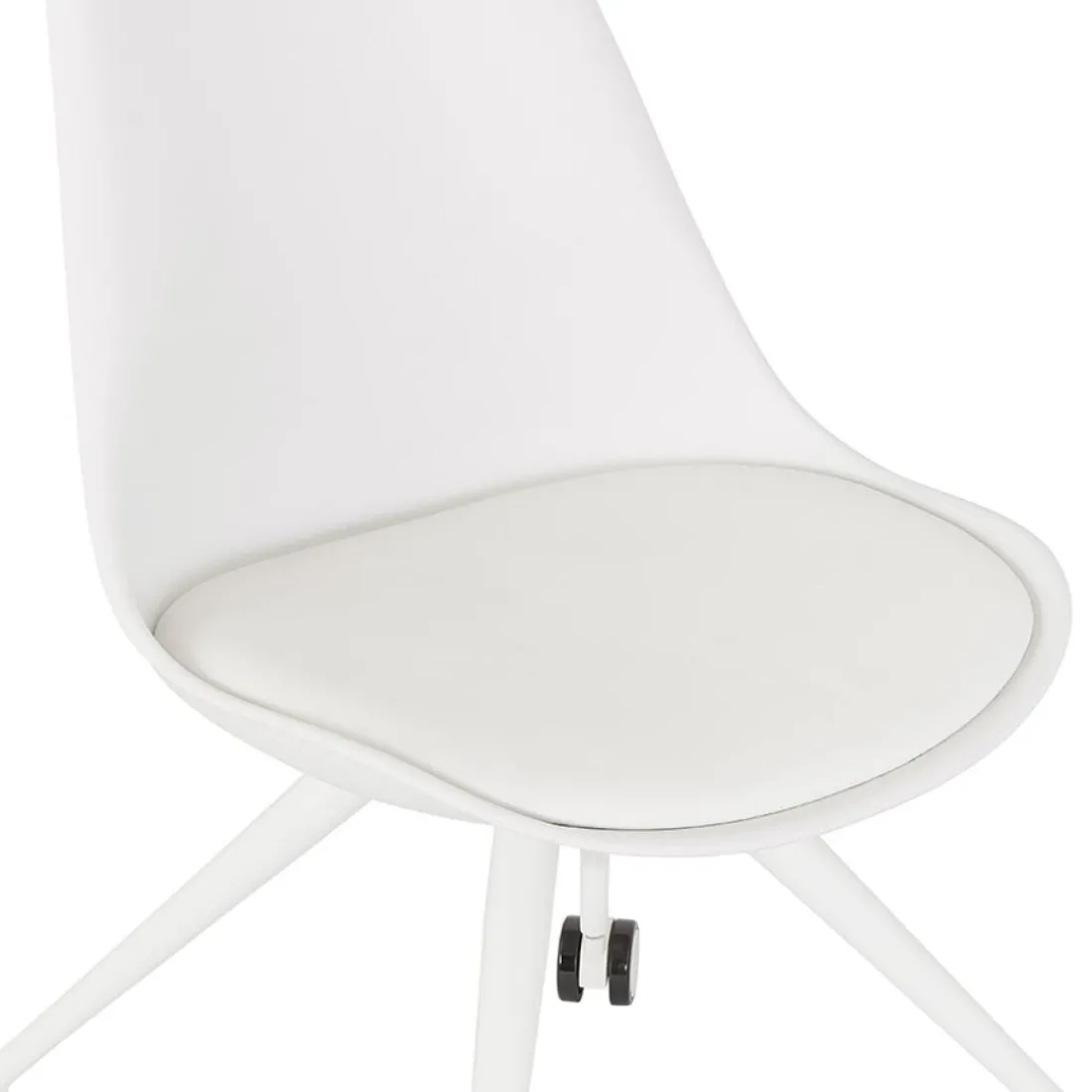 Chaise de bureau sur roulettes 'SKIN' blanche avec structure en métal blanc