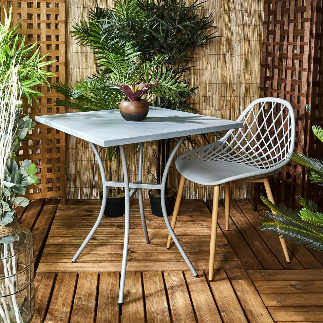 Chaise de Jardin Croisillons Gris