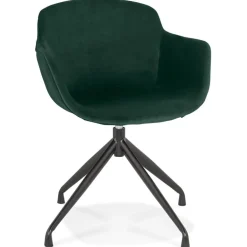 Chaise design avec accoudoirs 'GRAPIN' en velours vert