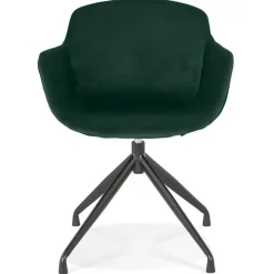 Chaise design avec accoudoirs 'GRAPIN' en velours vert