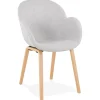Chaise design avec accoudoirs 'SAMY' en tissu gris clair style scandinave