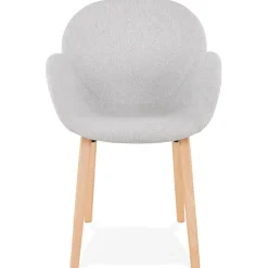 Chaise design avec accoudoirs 'SAMY' en tissu gris clair style scandinave
