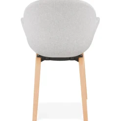 Chaise design avec accoudoirs 'SAMY' en tissu gris clair style scandinave