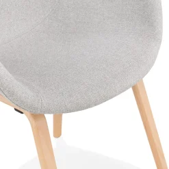 Chaise design avec accoudoirs 'SAMY' en tissu gris clair style scandinave
