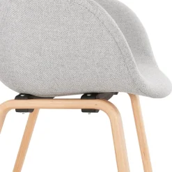 Chaise design avec accoudoirs 'SAMY' en tissu gris clair style scandinave