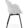 Chaise design avec accoudoirs 'SAMY' en tissu gris clair et pieds en bois noir