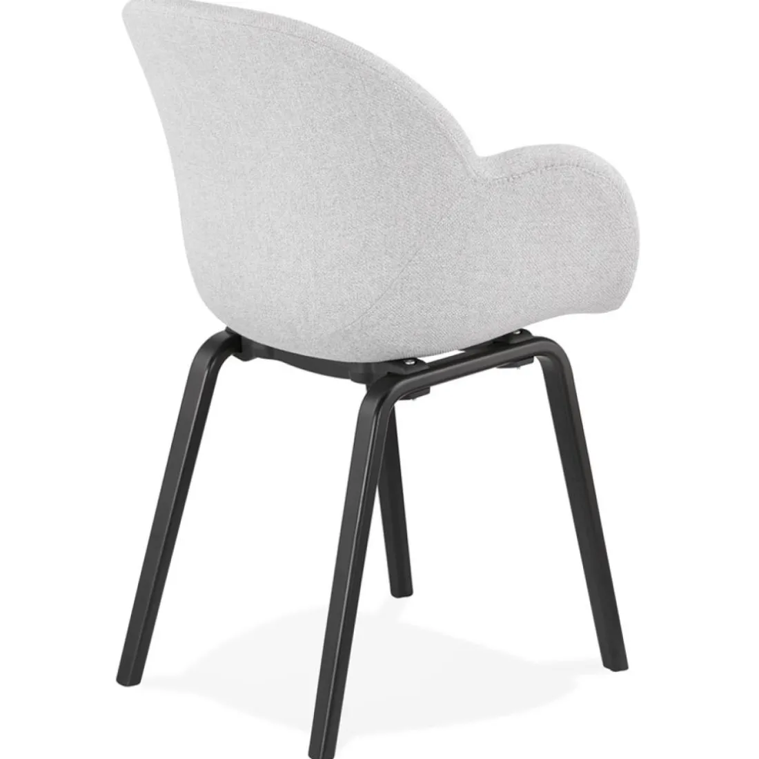 Chaise design avec accoudoirs 'SAMY' en tissu gris clair et pieds en bois noir