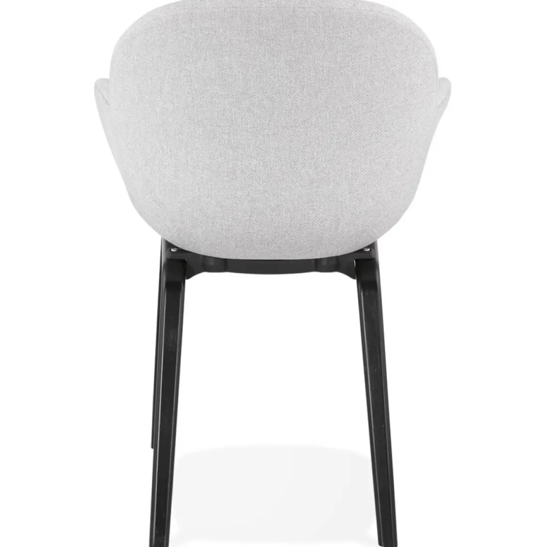 Chaise design avec accoudoirs 'SAMY' en tissu gris clair et pieds en bois noir