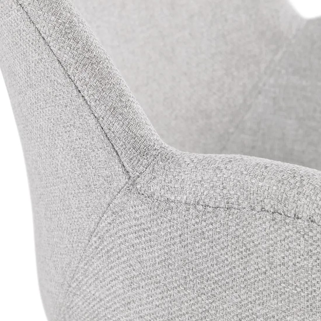 Chaise design avec accoudoirs 'SAMY' en tissu gris clair et pieds en bois noir