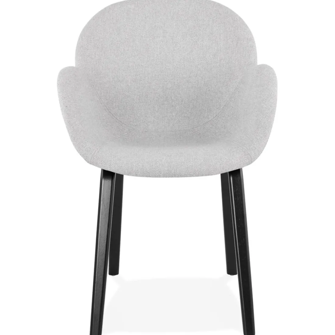 Chaise design avec accoudoirs 'SAMY' en tissu gris clair et pieds en bois noir