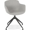 Chaise design avec accoudoirs 'SWAN' en tissu gris